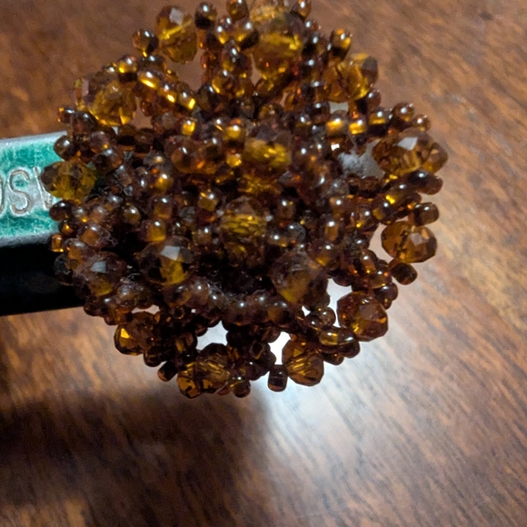 Jewelry - Amber Color Beaded Statement Ring Size 7